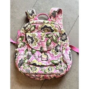 Vera Bradley Quilted backpack Pink Green Yellow floral Pattern Boho whimsy twee